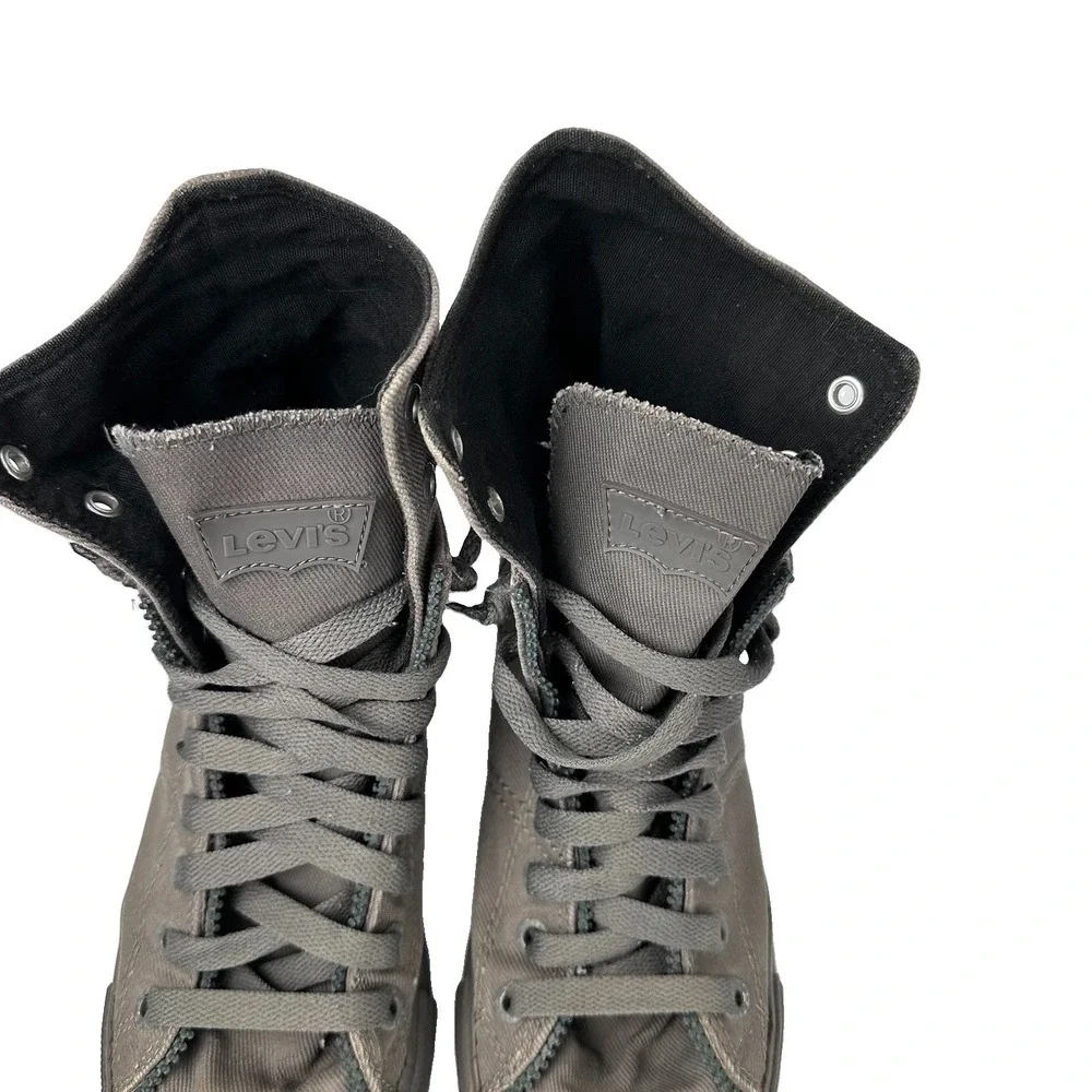Levi's Men's Gray Sneaker Boot Ankle High Top Textile Lace-Up Side Zipper US 9